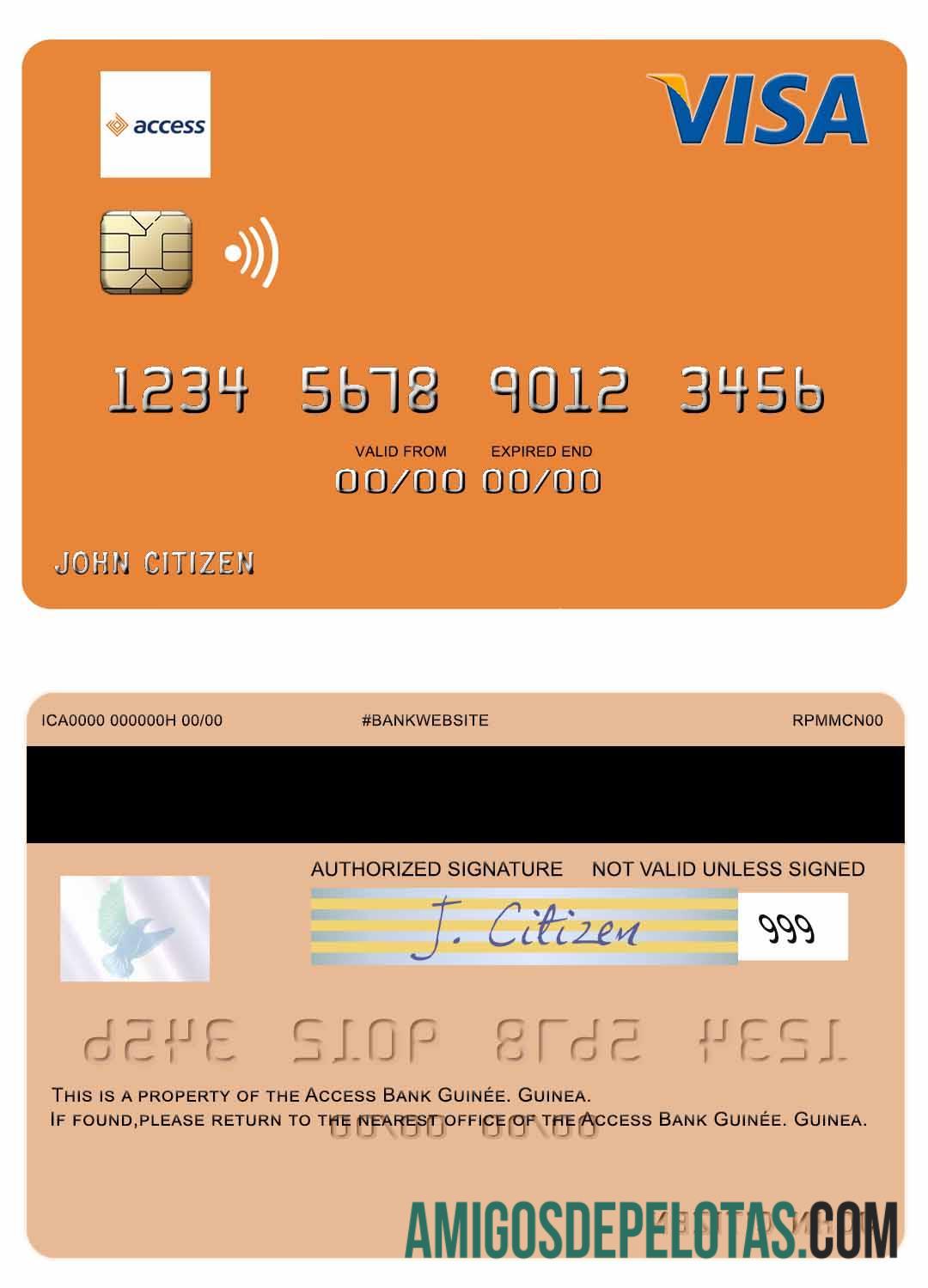 Cartão de débito Guiné Access Bank Guiné Visa baixar para verificação